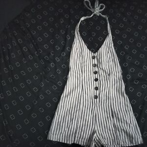 Forever 21 Black and White Striped Romper